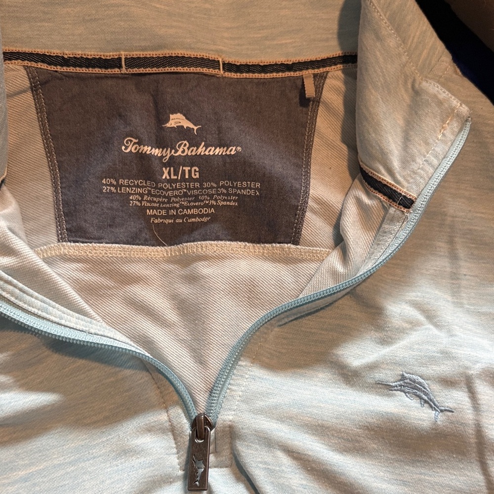 Tommy Bahama Sky Blue Quarter-Zip Pullover